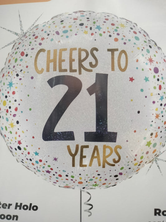 Foil Balloon-Cheers to 21 18"
