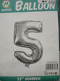 Foil Balloon-Number 5 Silver 32"