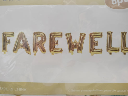 Foil Balloon- Farewell 8pce Gold
