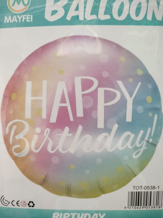 Foil Balloon-H/Bday Ombre 18"