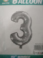 Foil Balloon-Number 3 Silver  (8 helium)