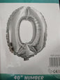 Foil Balloon-Number 0 Silver  (8 Heliums)