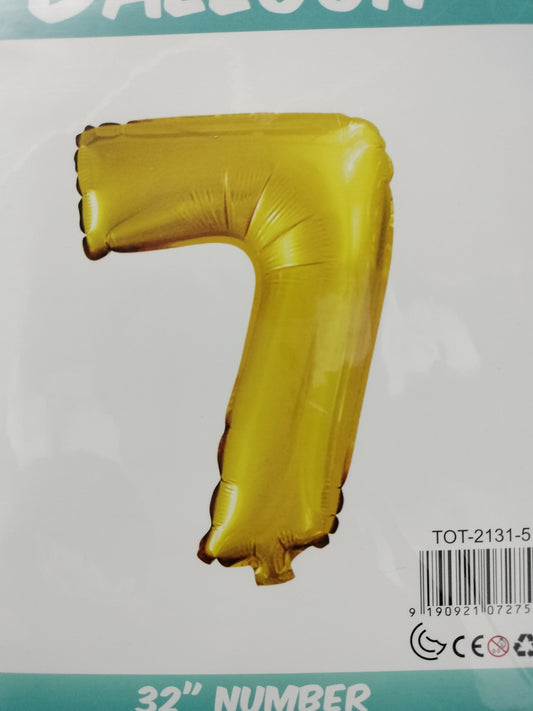 Foil Balloon-Number 7 Gold 32"
