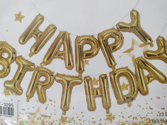 Foil Balloon-Happy Birthday Gold 13pces