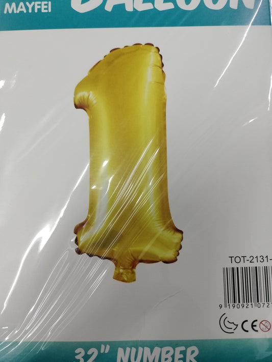 Foil Balloon-Number 1 Gold 30"