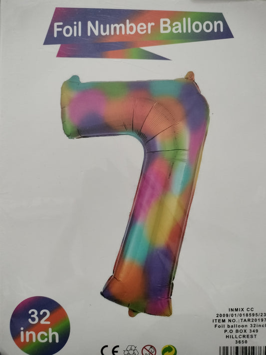Foil Balloon-No. 7 Rainbow 32" (3)