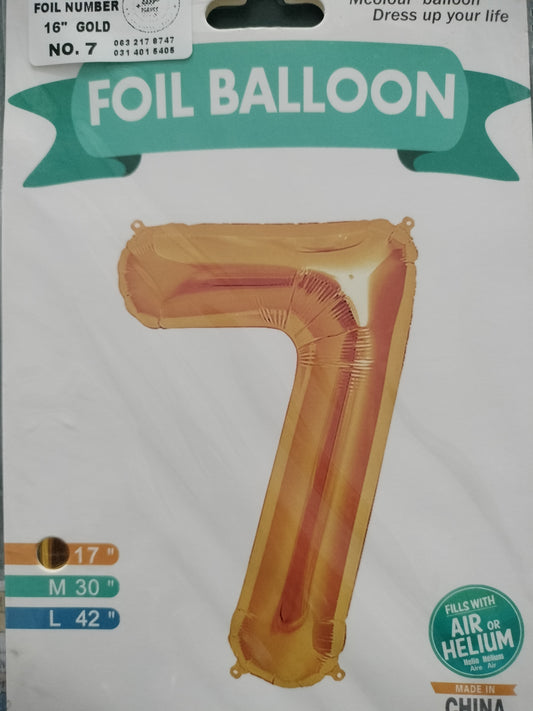 Foil Balloon-Number 7 Gold 17"