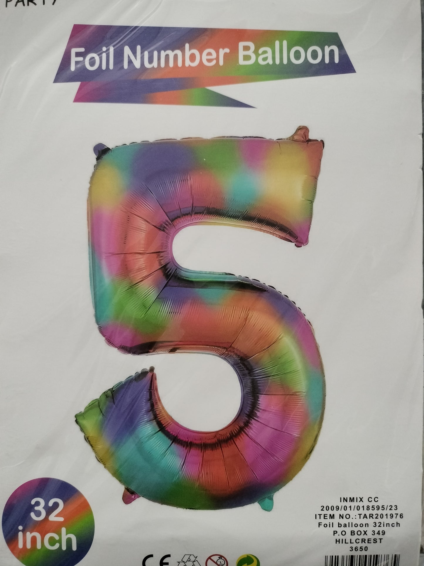 Foil Balloon-No. 5 Rainbow 32" (3)