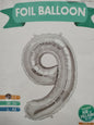 Foil Balloon-Number 9 Silver 17"