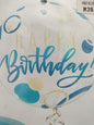 Foil Balloon-H/Bday Blue bubble 18inch