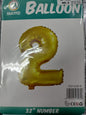 Foil Balloon-Number 2 Gold 32"