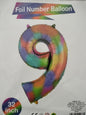 Foil Balloon-No. 9 Rainbow 32" (3)
