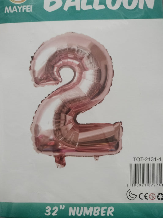 Foil Balloon-Number 2 Rosegold 32'' (4H)