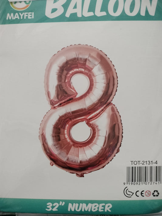 Foil Balloon-Number 8 Rosegold 32'' (4H)