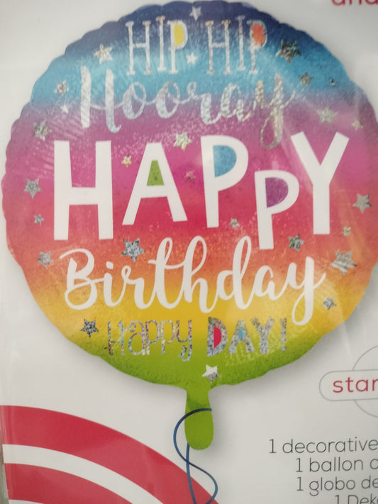 Foil Balloon-H/bday Hip Hip Hooray 18"