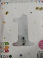 Foil Balloon-Number 1 Silver  (8 Helium)