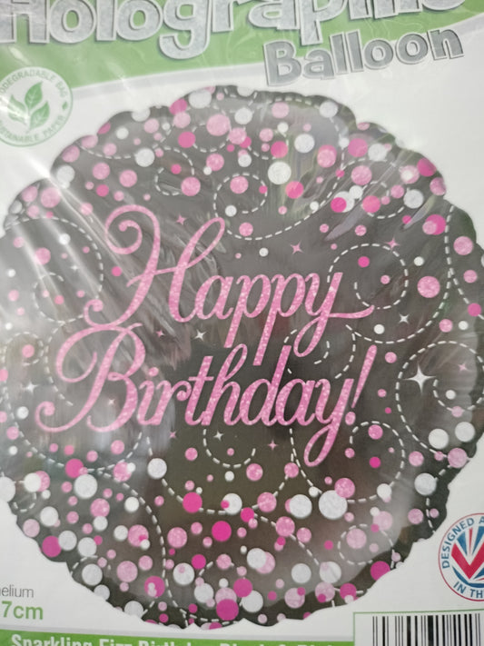 Foil Balloon-H/Bday Pink Confetti