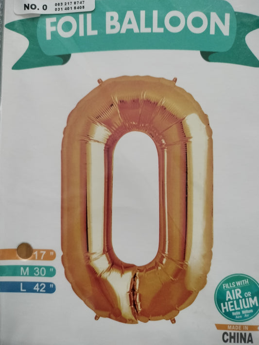 Foil Balloon-Number 0 Gold 16"