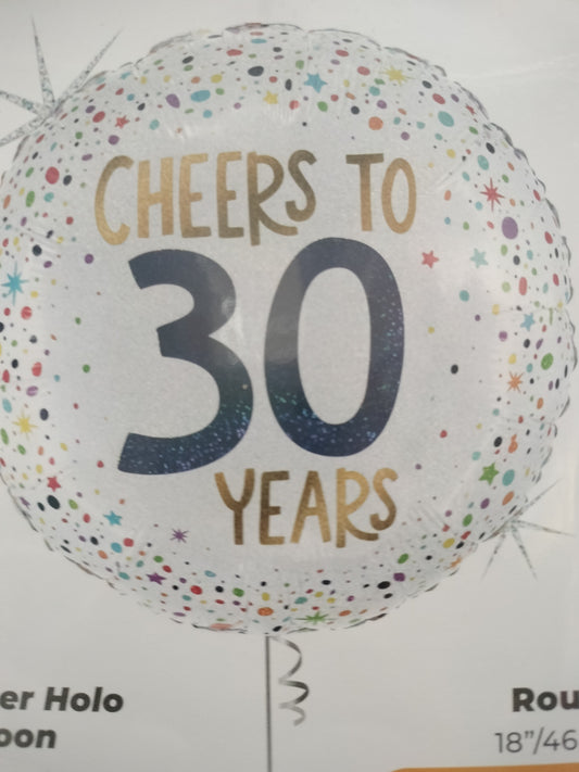 Foil Balloon- Cheers to 30 18''